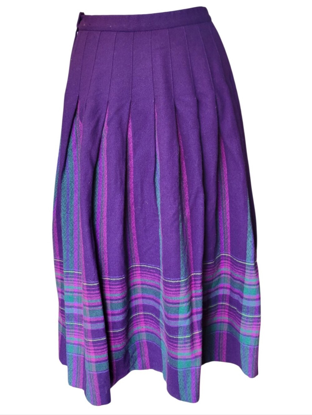 Vintage Pendleton Wool Purple Plaid Pleated Skirt - Picture 5 of 9